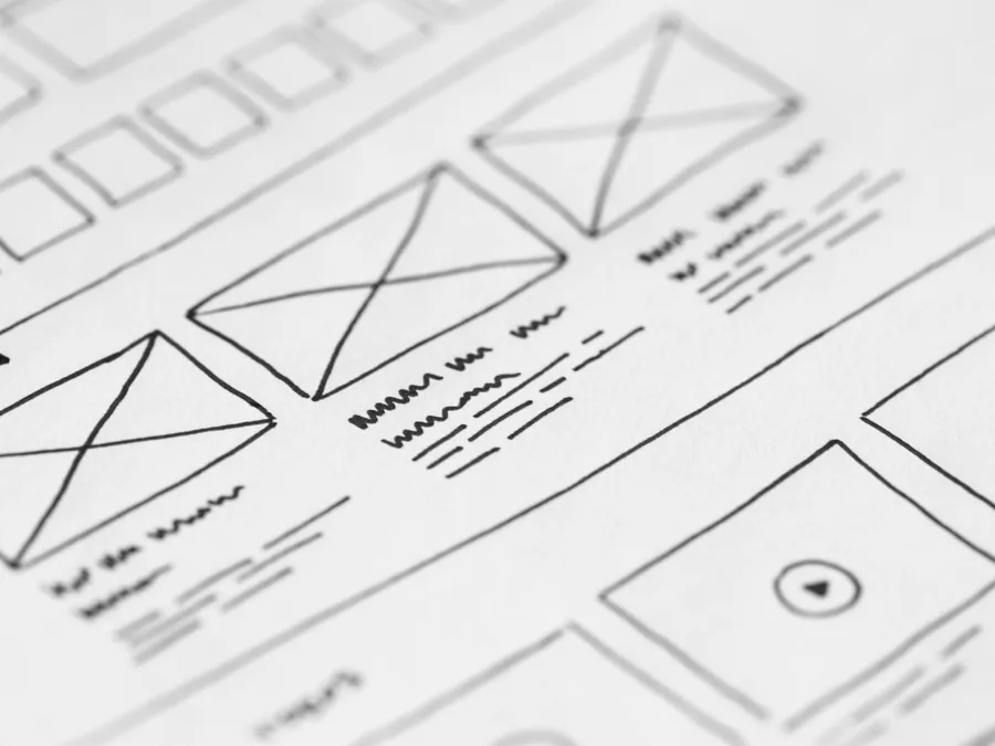 Website wireframe sketches used for planning page structure