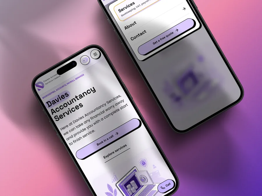 Davies Accountancy website work by Purple Digital