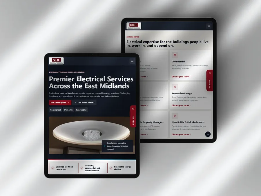 NDL Electrical Installations website work by Purple Digital